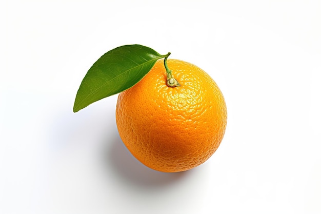 orange with leaf on white background