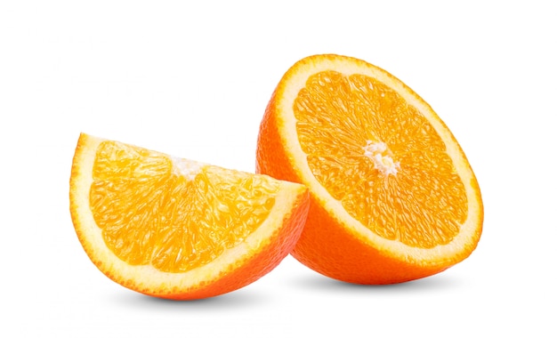 orange with slice on white wall