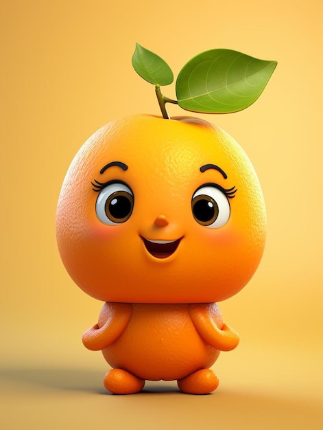 A orange with a smile on its face and eyes.