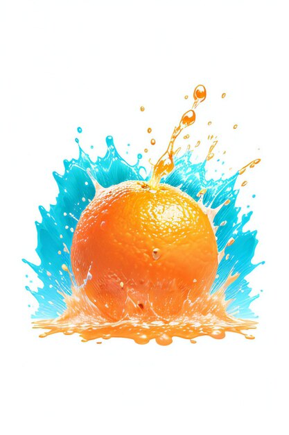 Photo an orange with a splash of water on it