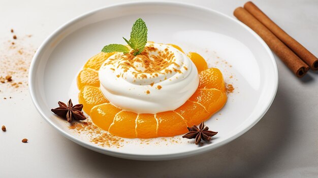 Апельсин с белым йогуртом и корицей