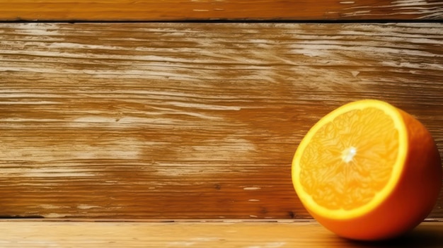 orange on wooden board background