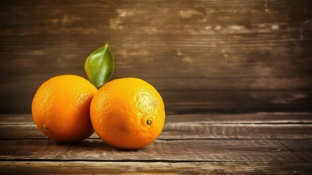 orange on wooden board background