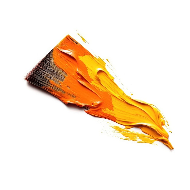 Orange yellow brush stroke isolated on white ai generated