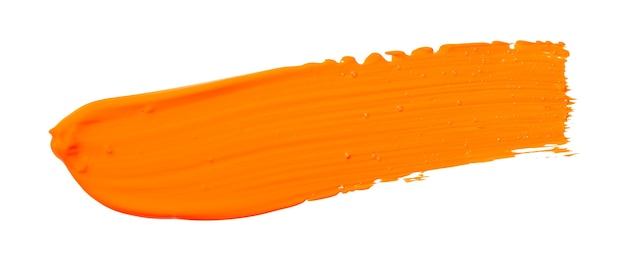 Photo orange yellow brush stroke isolated on white