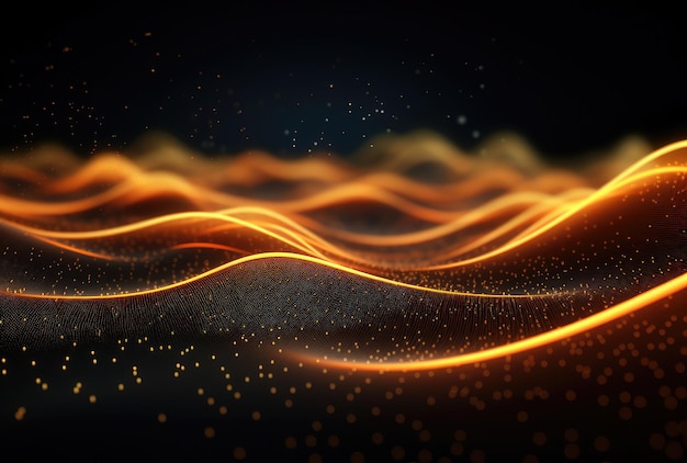 Orange yellow dotted wavy technology background material