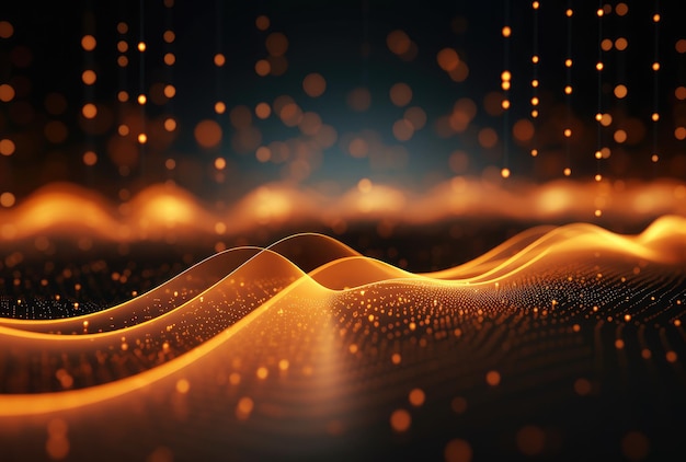 Orange yellow dotted wavy technology background material