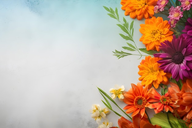 Photo orange and yellow flowers on a vintage background