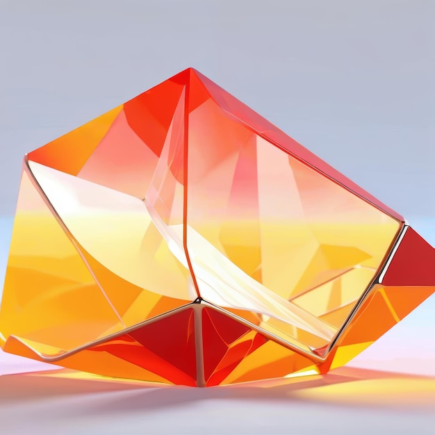 Orange and Yellow Geometric Object on White Surface