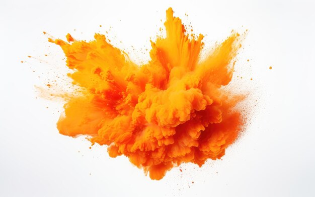 Photo orange and yellow powders merge in an explosive display evoking solar radiance