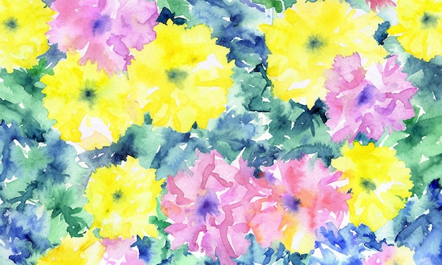 Orange yellow white flower background Watercolour