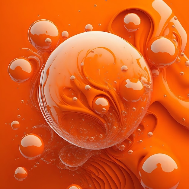 Orangecolored bubble oil background generative ai