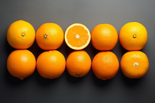 Photo oranges arranged in a gradient from dark to light shades