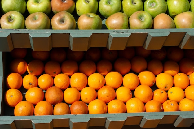 Oranges background Fresh oranges variety grown in the shop