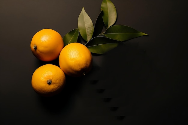 Апельсины на черном фоне Генеративный AI