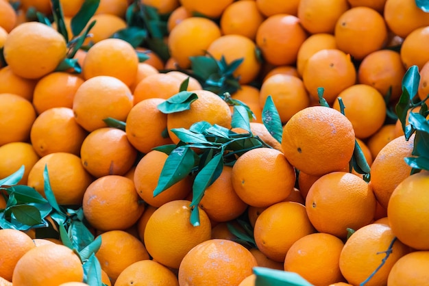 Foto arance sullo sfondo della scatola varietà di arance fresche coltivate nello shoporanges adatto per succo strudel purea di arance composta