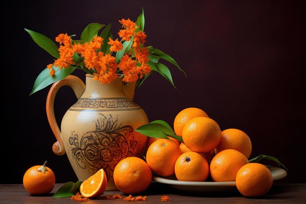 Oranges cinnamon vase Generate Ai