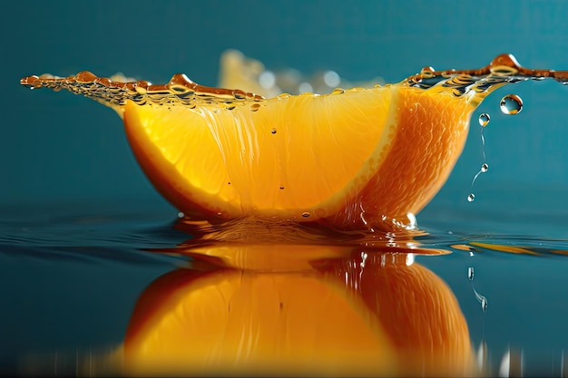 Oranges fall in water