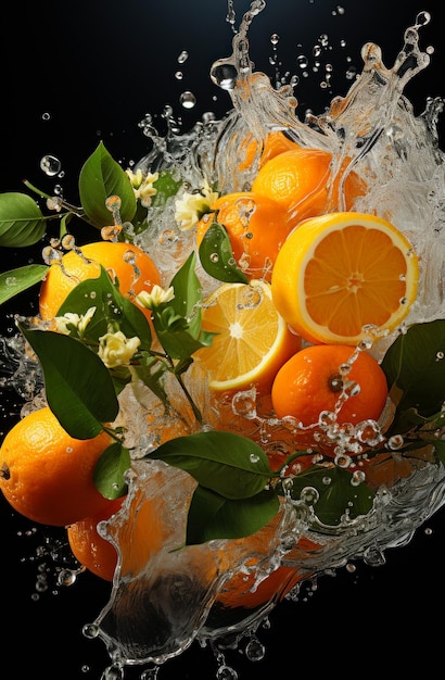 Апельсины, плавающие в воде Куча апельсинов, которые находятся в воде
