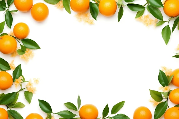 Oranges Frame Isolated on White Background Generative AI