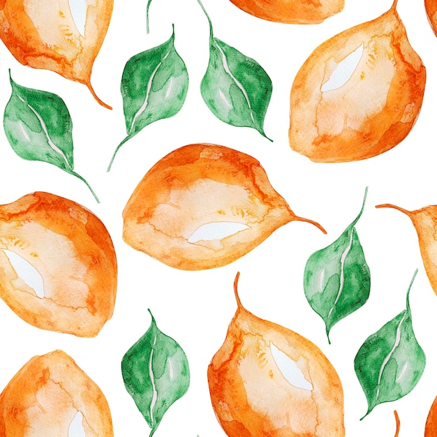 Oranges in the grove watercolor seamless pattern