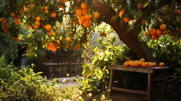 Foto le arance crescono in giardino un buon raccolto