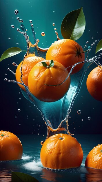 Oranges splashing background