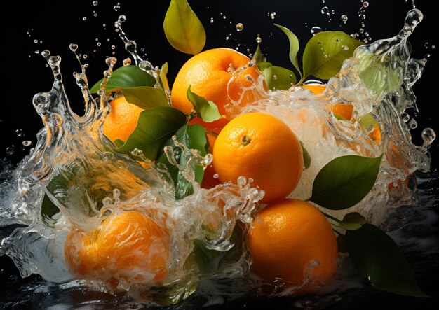 Oranges splashing into water A bunch of oranges are splashing into the water