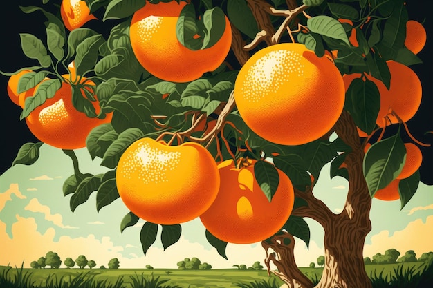 Спелые и сочные апельсины на дереве в фермерском саду Новой Зеландии.