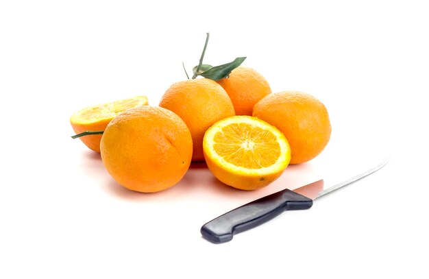 Oranges on a white background