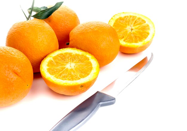 Oranges on a white background