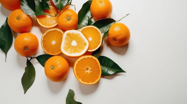 Oranges on white table