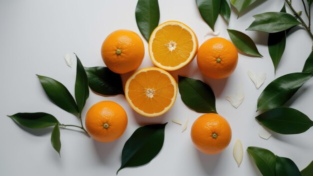 Oranges on white table