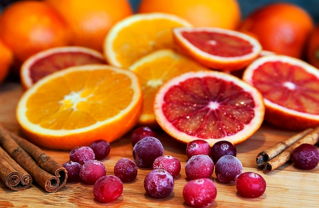 Oranges with cranberry and cinnamon