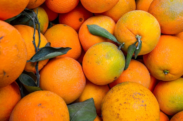 Oranges with leaves