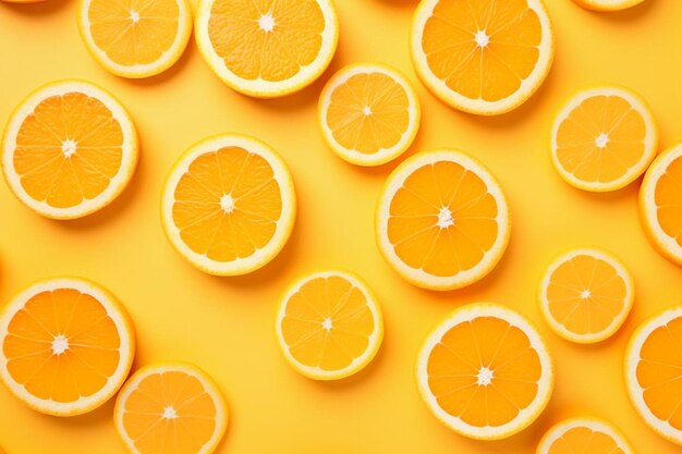 Photo oranges on a yellow background with a yellow background