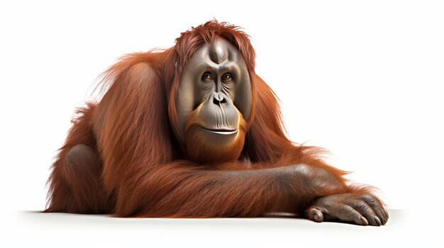 Orangutan Closeup on white background