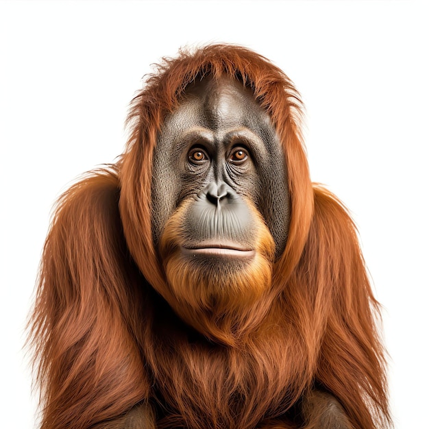 a orangutan studio light isolated on white background
