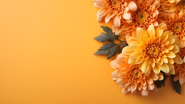 Foto oranje achtergrond met herfstbloemen