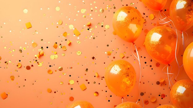 Foto oranje ballonnen compositie achtergrond viering ontwerp banner