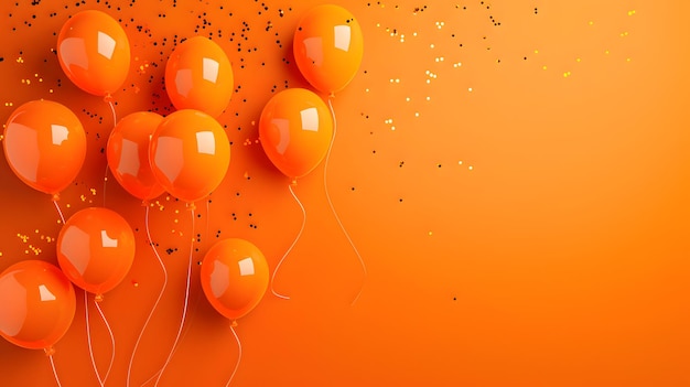 Foto oranje ballonnen compositie achtergrond viering ontwerp banner