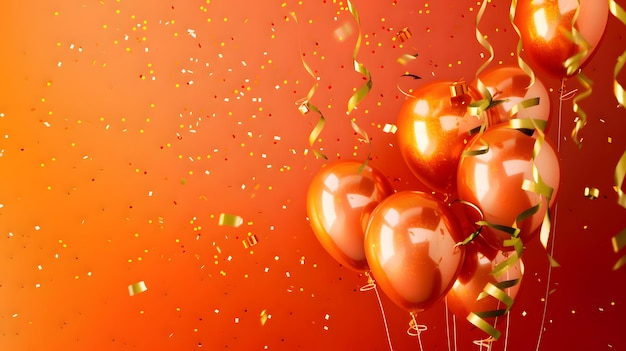 Foto oranje ballonnen compositie achtergrond viering ontwerp banner