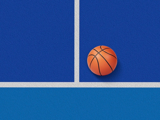 Oranje basketbal op het veld van de sportschool.