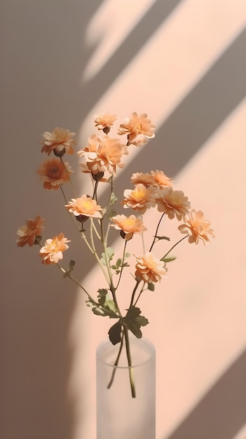 Oranje bloemen in een vaas op een zonnige dag