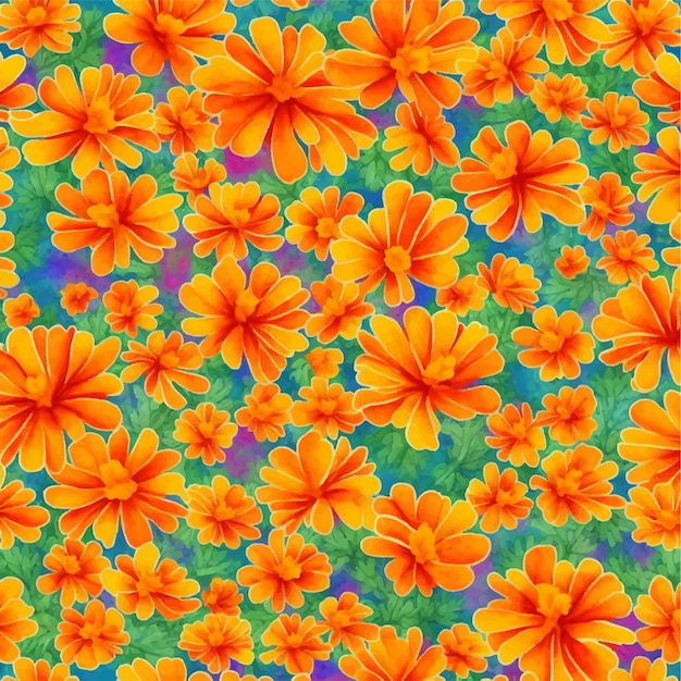 Oranje bloemen op een blauwe achtergrond