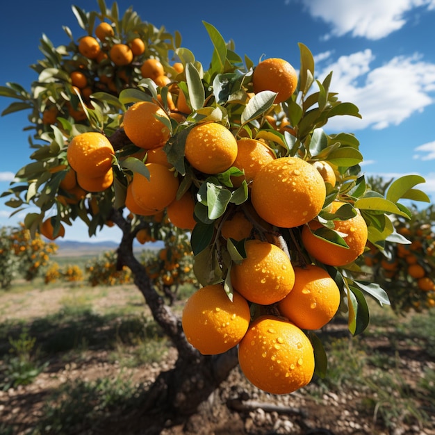 Oranje boom met sinaasappelen