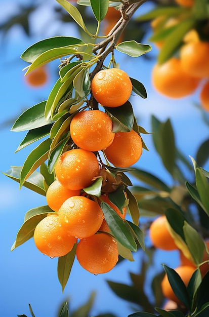 Oranje boomgaardfruit op een tak