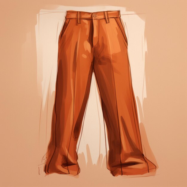 Oranje broek sketch zacht realisme met sepia toon en verzadigde kleuren