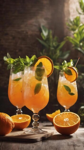 Oranje cocktail concept van verse heerlijke zomer citrus cocktail