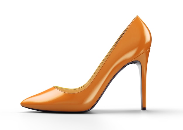 Oranje damesschoenen op een witte achtergrond. 3D-rendering illustratie.